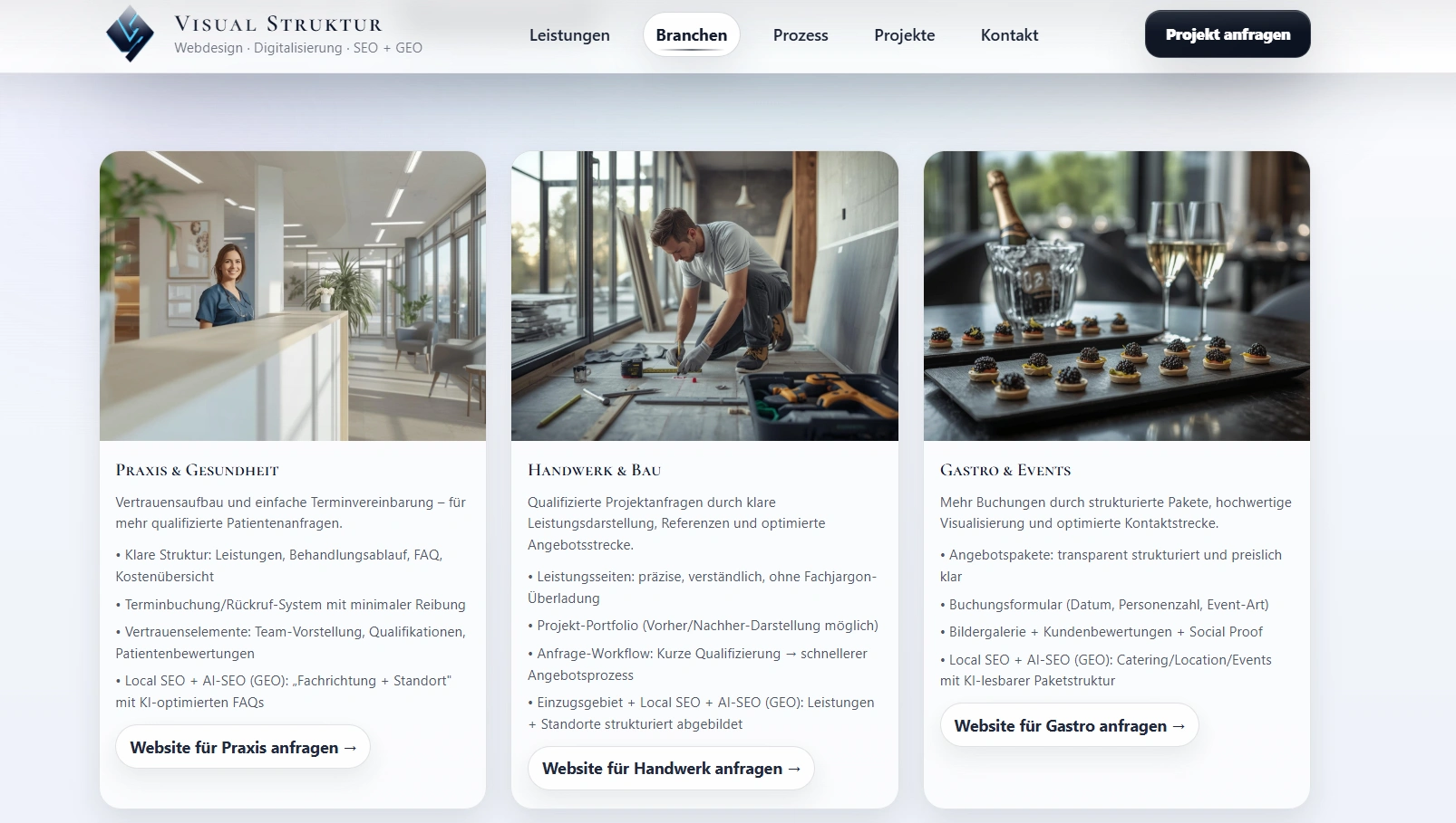 Visual Struktur – eigene Website